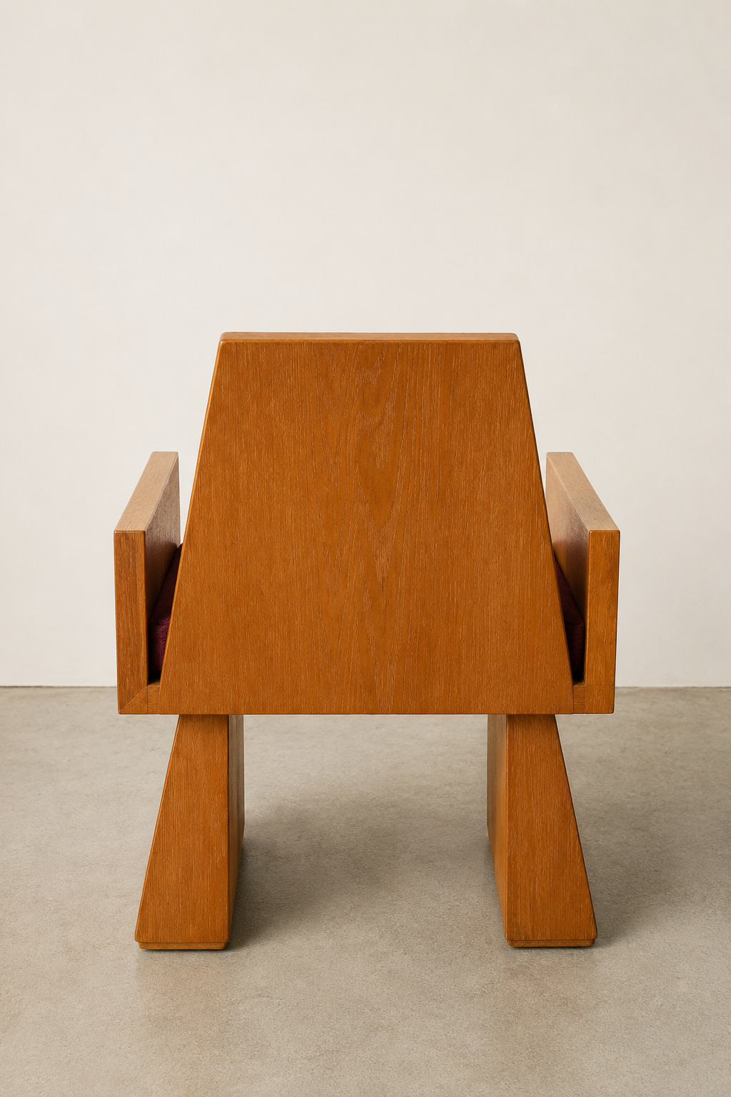 Architectural Wood Armchair, c. 1970s