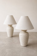1980s Textured Plaster Lamps (2 Available)