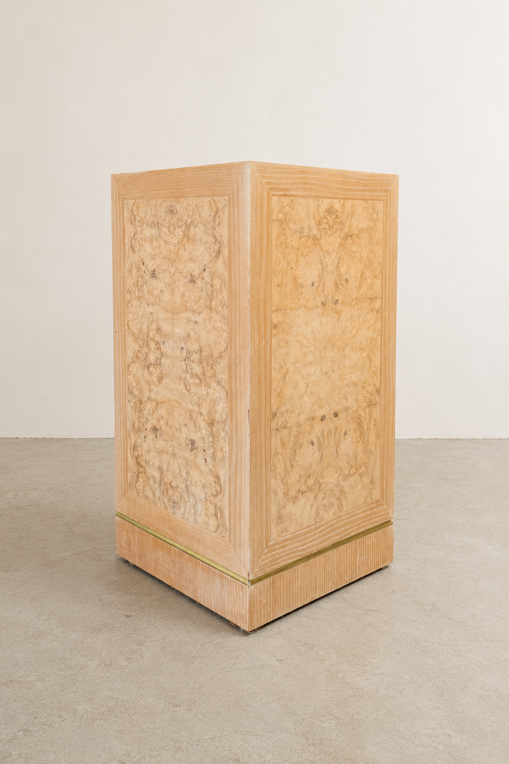 Connoisseur Heritage Burl Maple Veneer & Brass Pedestals (2 Available)