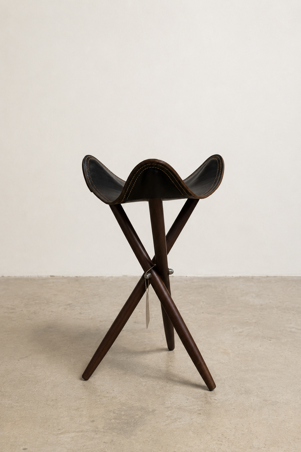 Vintage Leather & Wood Folding Camp Stool