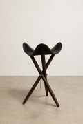 Vintage Leather & Wood Folding Camp Stool