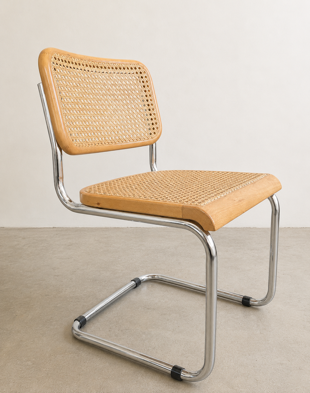 Vintage Chrome & Cane Cantilever Dining Chairs