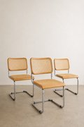 Vintage Chrome & Cane Cantilever Dining Chairs