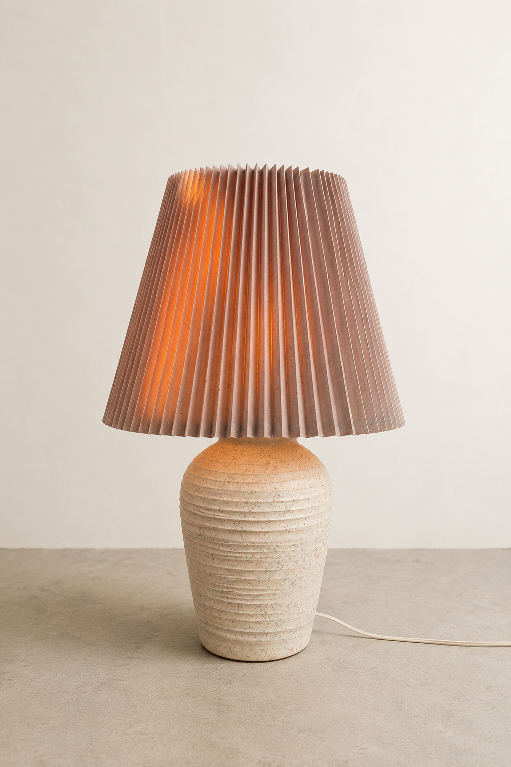 Textured Lamp with Pleated Shade