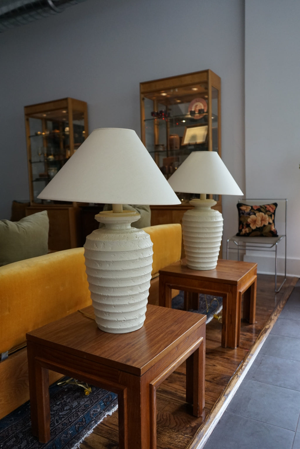 1980s Textured Plaster Lamps (Pair)