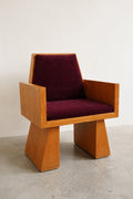 Architectural Wood Armchair, c. 1970s