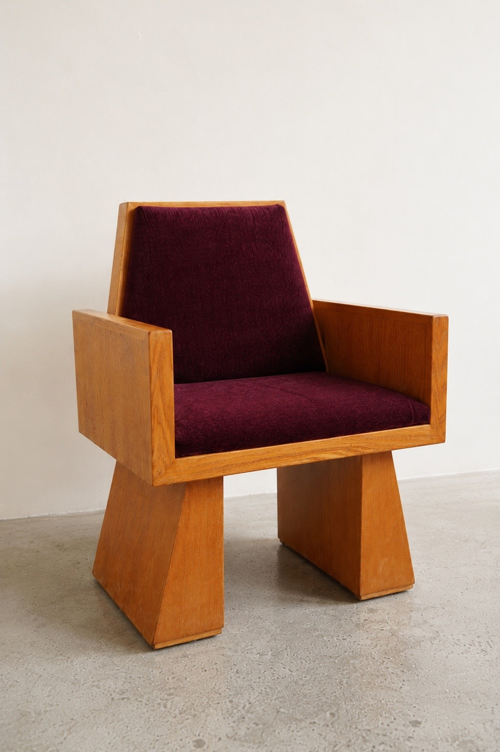 Architectural Wood Armchair, c. 1970s
