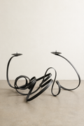 Sculptural Black Iron Double Candelabra