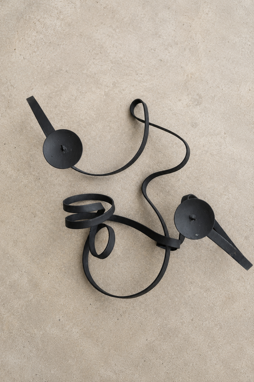 Sculptural Black Iron Double Candelabra
