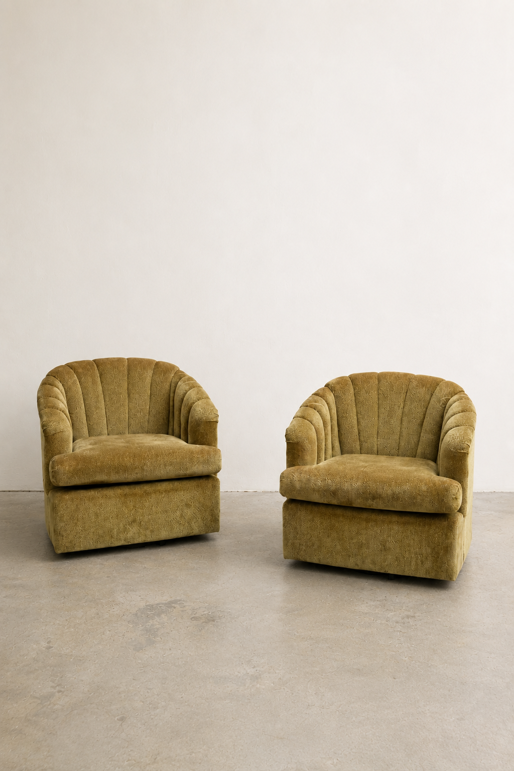 Vintage Channel Back Swivel Lounge Chairs