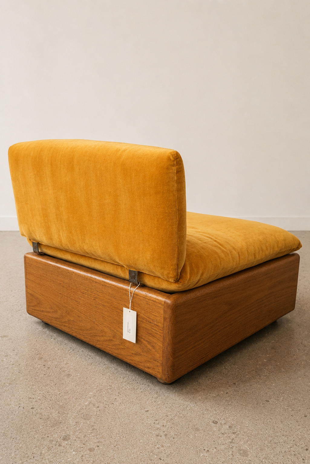 Slipper Lounge Chairs in Mustard Velvet & Oak (Set of 2)