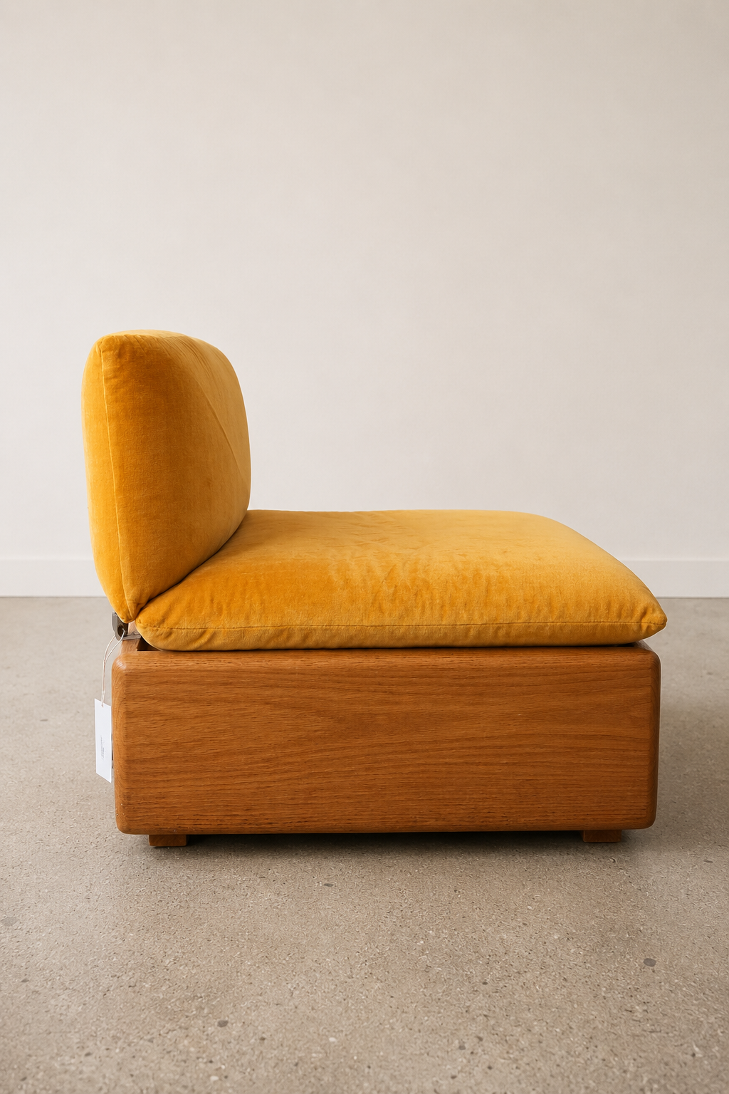 Slipper Lounge Chairs in Mustard Velvet & Oak (Set of 2)